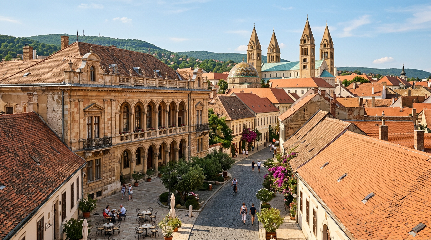 Pécs mediterrán hangulatú belvárosa