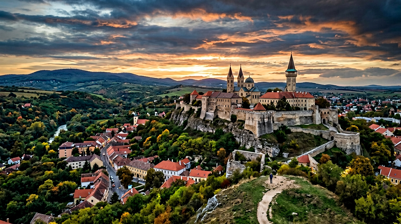 Veszprém várhegy és várnegyed látképe